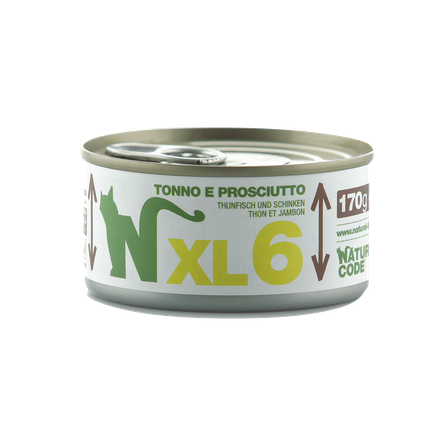 NATURAL CODE XL6 Tuncis Un Šķiņķis mitrā barība, 170 g
