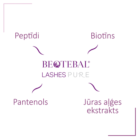 BEOTEBAL Lashes Pure Ar Peptīdiem skropstu un uzacu serums, 3 ml