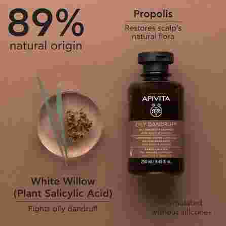 APIVITA Oily Dandruff, White Willow & Propolis šampūns, 250 ml