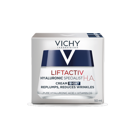 VICHY Lifactiv H.A. Anti-Wrinkle Firming Night sejas krēms, 50 ml