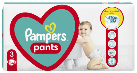 PAMPERS Maxi Pack 3 (6-11 kg) autiņbiksītes, 56 gab.