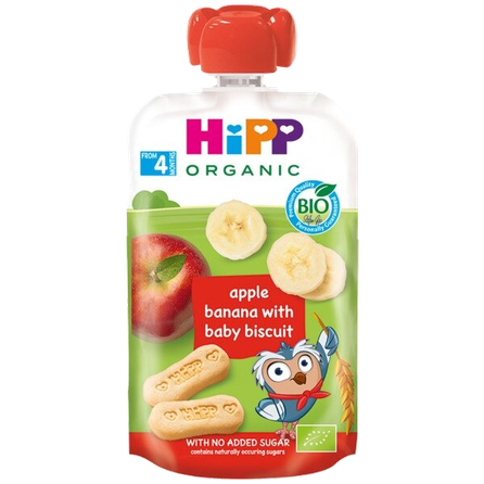 HIPP Organic Apple Banana & Baby Biscuit (4+) biezenis, 100 g