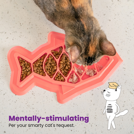 CATSTAGES Fishie Fun Feed Mat, Rozā bļoda, 1 gab.