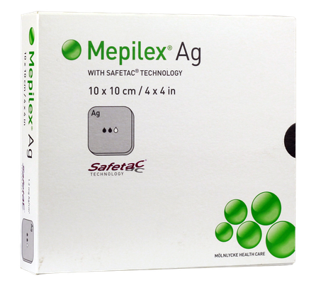 MEPILEX  Ag 10x10 cm brūču pārsējs, 5 gab.