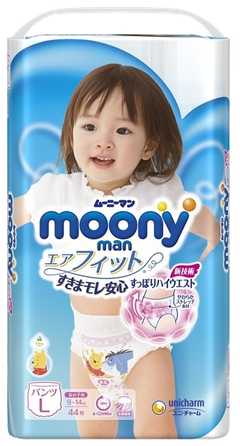 MOONY Airfit L (9-14kg) meiteņu autiņbiksītes, 44 gab.