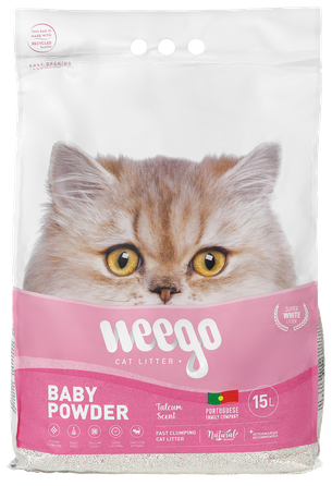 WEEGO Baby Powder cementējošās smiltis kaķiem, 15 L