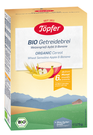 TOPFER Mannas Putra ar āboliem un banāniem no 6 mēn. Bio biezputra, 175 g