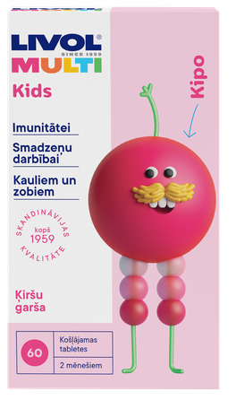LIVOL  Multi Kids (ķiršu garša) košļājamās tabletes, 60 gab.
