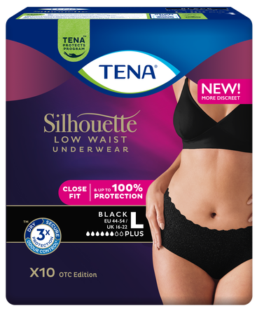 TENA Silhouette Plus Noir L biksītes, 10 gab.