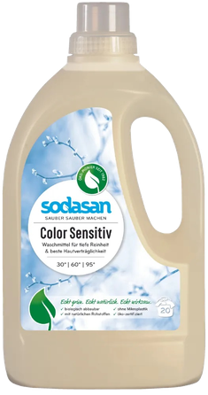 SODASAN Bez Smaržas, Krāsainiem Audumiem Un Jutīgai Ādai šķidrais veļas mazgāšanas līdzeklis, 1500 ml