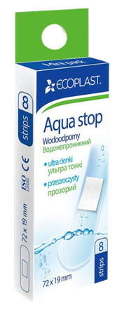ECOPLAST Aqua Stop Mini 7.2 cm x 1.9 cm plāksteris, 8 gab.
