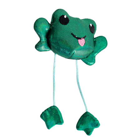 CATSTAGES Toss N Dangle Frog, Zaļa rotaļlieta, 1 gab.