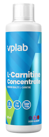 VPLAB L-Carnitine Ar Ķiršu Un Melleņu Garšu koncentrāts, 500 ml