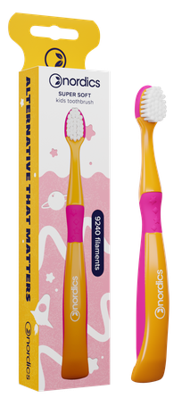 NORDICS Super Soft 3+ Orange zobu birste, 1 gab.