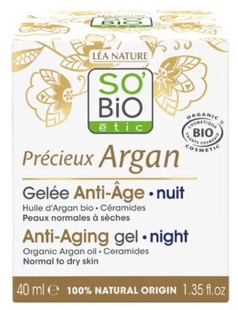 SO BIO ETIC Argan Anti-Aging Night sejas krēms, 40 ml