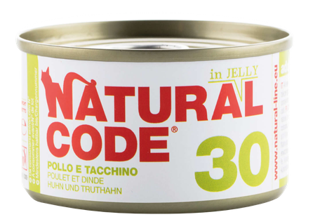 NATURAL CODE 30 Vista Un Tītars konservi kaķiem, 85 g