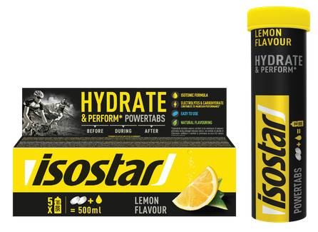 ISOSTAR Hydrate & Perform Powertabs Lemon Isotonic 12g putojošās tabletes, 10 gab.