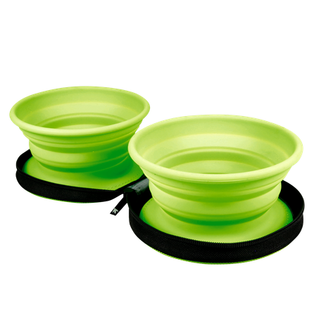 KIWI WALKER Double Bowl, Zaļa, Ceļojumu bļoda, 1 gab.