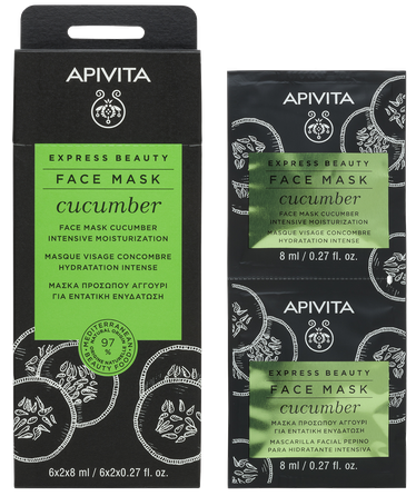 APIVITA Express Beauty Intensive Moisturization with Cucumber (8 ml) sejas maska, 2 gab.