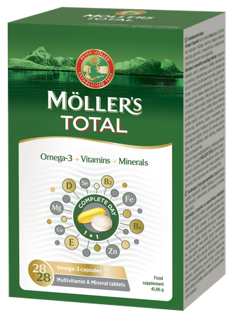 MOLLERS Total Omega-3 Zivju Eļļa tabletes + kapsulas, 56 gab.