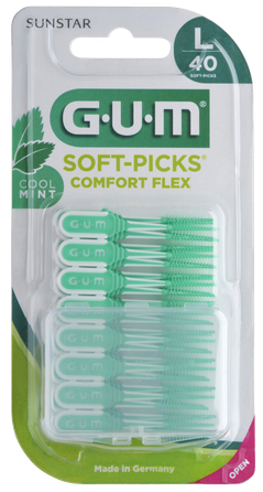 GUM Soft-Picks Comfort Flex, Large Mint zobstarpu birstīte, 40 gab.