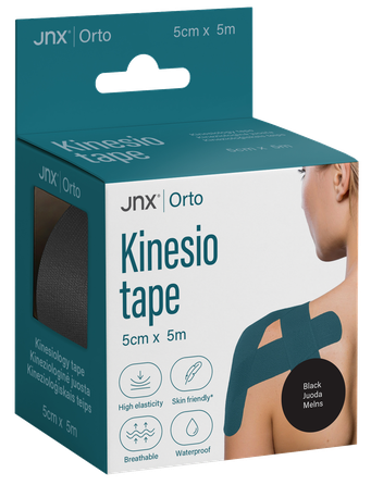 JNX ORTO 5 cm x 5 m (black) kinezioloģiskais teips, 1 gab.