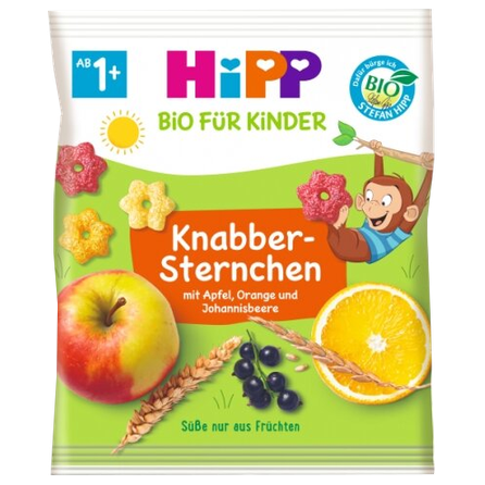 HIPP Organic Crispy Stars Apple, Orange, Blackcurrant uzkoda, 30 g