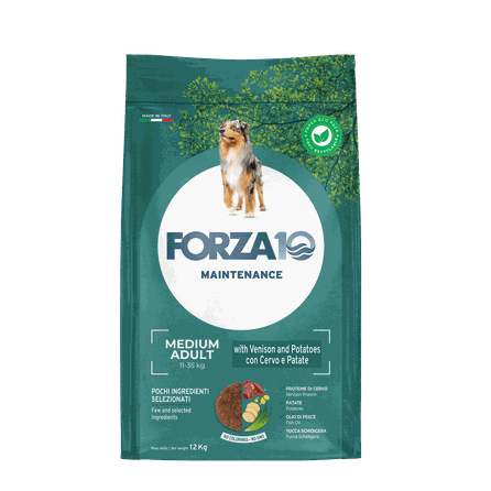 FORZA10 Maintenance Medium Adult Ar Briedi Un Kartupeļiem, Suņiem sausā barība, 12 kg