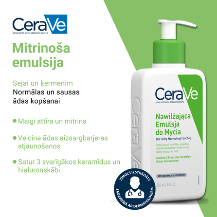 CERAVE For Face And  Body Hydrating With Ceramides attīrošs krēms, 236 ml