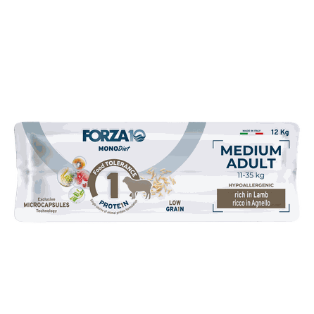 FORZA10 Monodiet Medium Adult Ar Jēru, Suņiem sausā barība, 12 kg