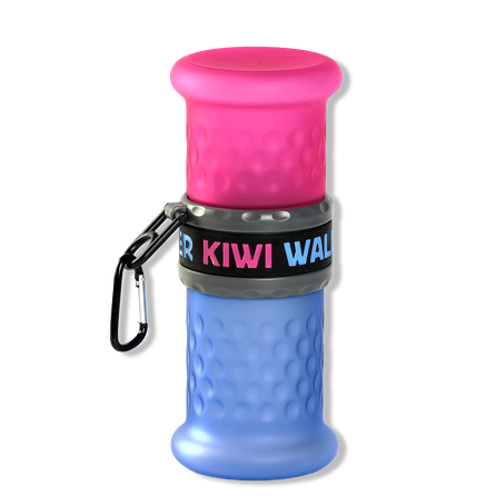 KIWI WALKER 2 in 1 Rozā/Zila, Ceļojuma pudele, 1 gab.