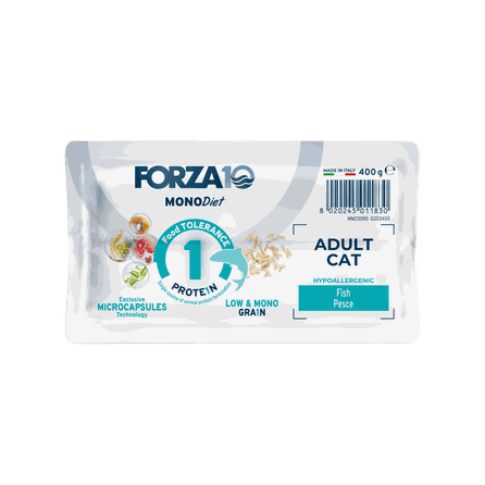 FORZA10 Monodiet Adult Cat Ar Zivi, Kaķiem sausā barība, 400 g