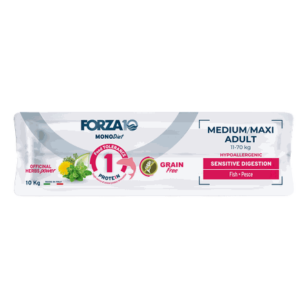 FORZA10 Monodiet Sensitive Digestion Medium /Maxi Adult Ar Zivi, Suņiem sausā barība, 10 kg