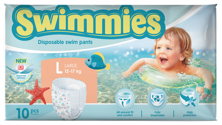 MOLTEX Swimmies L (12-17 kg) peldēšanas autiņbiksītes, 10 gab.