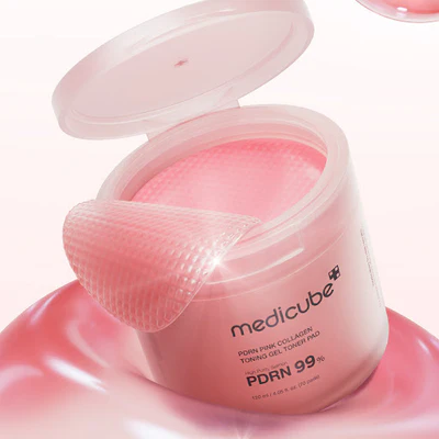 MEDICUBE PDRN Pink Collagen Toning Gel Toner diski sejai, 120 ml