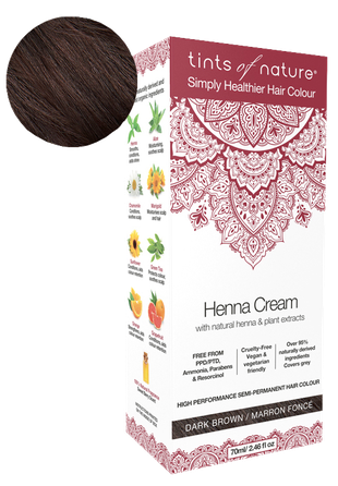 TINTS OF NATURE Henna Cream Dark Brown matu krāsa, 70 ml