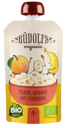 RŪDOLFS Persiks, Banāns BIO Auzu 4+ biezputra, 110 g