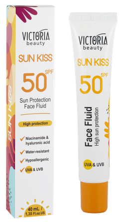 VICTORIA BEAUTY Sun Kiss SPF 50 Face Fluid saules aizsarglīdzeklis, 40 ml