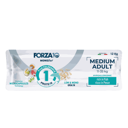 FORZA10 Monodiet Medium Adult Ar Zivi, Suņiem sausā barība, 12 kg