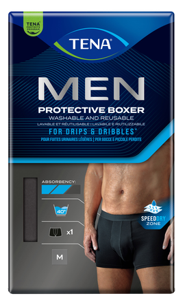 TENA Men Protective Boxer Black M mazgājami bokseršorti, 1 gab.