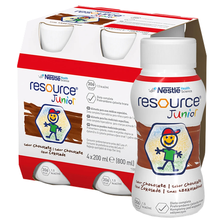 NESTLE Resource Junior ar šokolādes garšu, 200 ml, 4 gab.