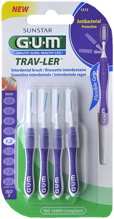 GUM Trav-Ler 1,2 mm zobstarpu birstīte, 6 gab.