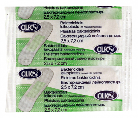 OLKO  2.5 x 7.2 cm baktericīdais plāksteris, 2 gab.