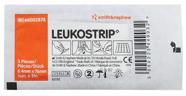 LEUKOSTRIP 6,4 mm x 76 mm brūču pārsējs, 3 gab.