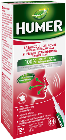 HUMER Sinusīts Stipri Aizliktam Degunam aerosols, 15 ml