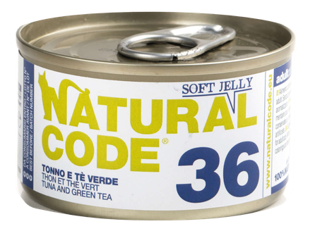 NATURAL CODE 36 Tuncis Un Zaļā Tēja konservi kaķiem, 85 g