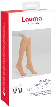 LAUMA MEDICAL Travel AD202,  Profilaktiskā Klase A,  Bēšas, Pāris, Izmērs 25-27 Medicīnskās kompresijas pusgarās zeķes, 1 gab.