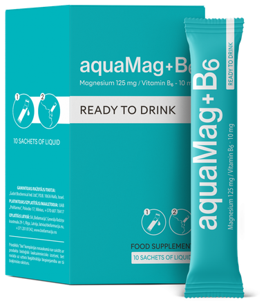 BIOFARMACIJA AquaMag+B6 15 ml paciņas, 10 gab.