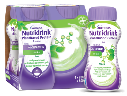 NUTRICIA Nutridrink PlantBased (ar zirnīšu un piparmētru garšu) 200 ml, 4 gab.
