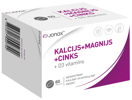 JONAX KALCIJS + MAGNIJS + CINKS tabletes, 60 gab.